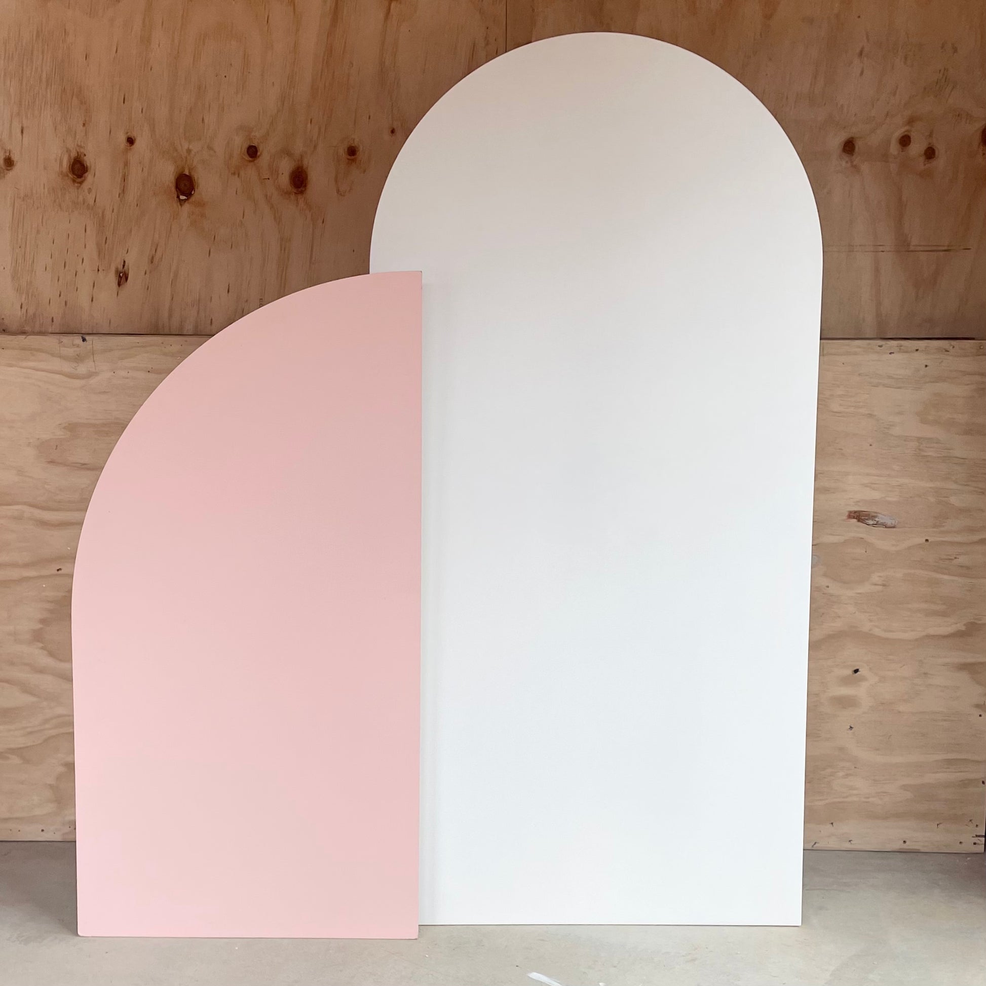 Blush pink sail and cream arch DIY backdrop set for hire Auckland